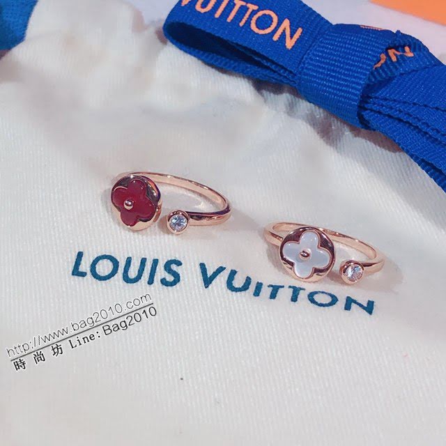 Louis Vuitton純銀飾品 路易威登天然母貝戒指 LV開口四葉草戒指  zglv1921